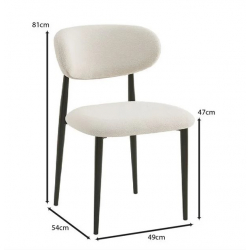 POINT Καρέκλα Τραπεζαρίας Μέταλλο Βαφή Μαύρο, Teddy Ύφασμα Άσπρο