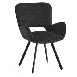 VETA Πολυθρόνα Περιστρεφόμενη, Μέταλλο Βαφή Μαύρο, Ύφασμα Μαύρο