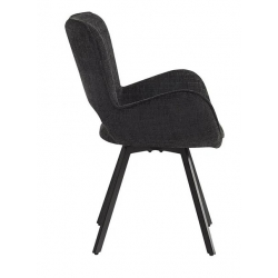 VETA Πολυθρόνα Περιστρεφόμενη, Μέταλλο Βαφή Μαύρο, Ύφασμα Μαύρο