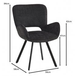 VETA Πολυθρόνα Περιστρεφόμενη, Μέταλλο Βαφή Μαύρο, Ύφασμα Μαύρο