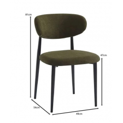 POINT Καρέκλα Τραπεζαρίας Μέταλλο Βαφή Μαύρο, Teddy Ύφασμα Olive Green