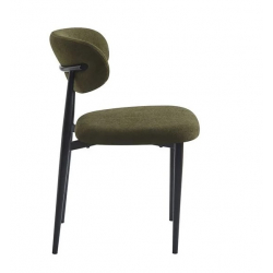 POINT Καρέκλα Τραπεζαρίας Μέταλλο Βαφή Μαύρο, Teddy Ύφασμα Olive Green