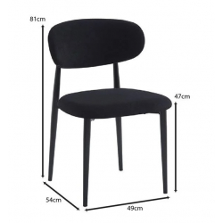 POINT Καρέκλα Τραπεζαρίας Μέταλλο Βαφή Μαύρο, Teddy Ύφασμα Μαύρο