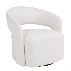 CUBA Πολυθρόνα Σαλονιού Περιστρεφόμενη, Teddy Ύφασμα Άσπρο