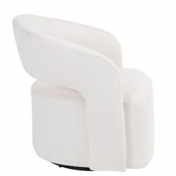 CUBA Πολυθρόνα Σαλονιού Περιστρεφόμενη, Teddy Ύφασμα Άσπρο