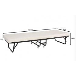 SPAN Κρεβάτι Πτυσσόμενο Βοηθητικό Μέταλλο Βαφή Μαύρο, Στρώμα 8cm foam