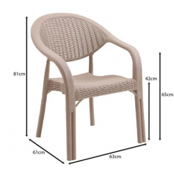 BAMBOO Pro Πολυθρόνα Κήπου - Βεράντας Στοιβαζόμενη, PP-UV (Rattan Look) Cappuccino