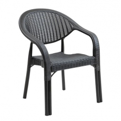 BAMBOO Pro Πολυθρόνα Κήπου - Βεράντας Στοιβαζόμενη, PP-UV (Rattan Look) Ανθρακί