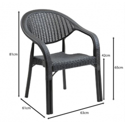 BAMBOO Pro Πολυθρόνα Κήπου - Βεράντας Στοιβαζόμενη, PP-UV (Rattan Look) Ανθρακί