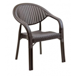 BAMBOO Pro Πολυθρόνα Κήπου - Βεράντας Στοιβαζόμενη, PP-UV (Rattan Look) Καφέ