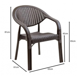 BAMBOO Pro Πολυθρόνα Κήπου - Βεράντας Στοιβαζόμενη, PP-UV (Rattan Look) Καφέ