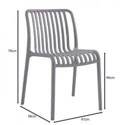 MODA-H Καρέκλα Στοιβαζόμενη, PP - UV Protection, Απόχρωση Ανθρακί 52x57x80cm