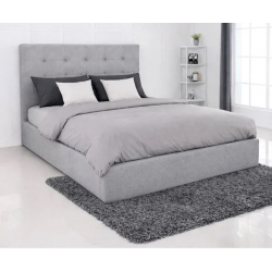 DOLCE Κρεβάτι Διπλό με Αποθηκευτικό Χώρο, για Στρώμα 160x200cm, Ύφασμα Γκρι