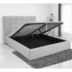 DOLCE Κρεβάτι Διπλό με Αποθηκευτικό Χώρο, για Στρώμα 160x200cm, Ύφασμα Γκρι