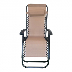 Πολυθρόνα πτυσσόμενη Mirka pakoworld textilene-μέταλλο σε κρεμ-μαύρη απόχρωση 65x165x110εκ