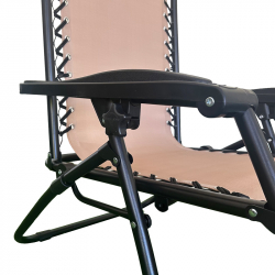 Πολυθρόνα πτυσσόμενη Mirka pakoworld textilene-μέταλλο σε κρεμ-μαύρη απόχρωση 65x165x110εκ