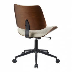 Καρέκλα γραφείου εργασίας Amani pakoworld ξύλο σε καρυδί με μπεζ ύφασμα 52x54x90.5εκ