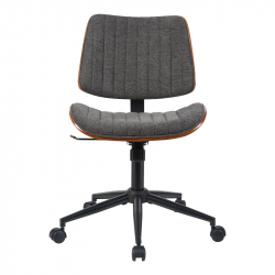 Καρέκλα γραφείου εργασίας Amani pakoworld ξύλο σε καρυδί με γκρι ύφασμα 52x54x90.5εκ