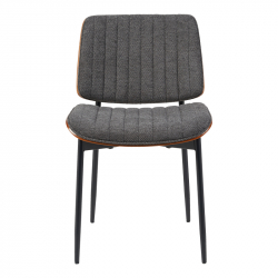 Καρέκλα Kathy pakoworld ξύλο σε καρυδί με γκρι ύφασμα 51x58x81εκ