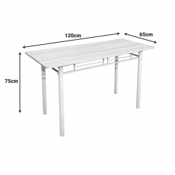 Τραπεζαρία Roza pakoworld σετ 5τμχ mdf sonoma με μεταλλικό λευκό πόδι 120x65x75εκ