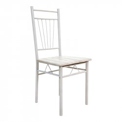 Τραπεζαρία Roza pakoworld σετ 5τμχ mdf sonoma με μεταλλικό λευκό πόδι 110x60x75εκ