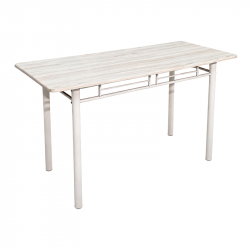 Τραπεζαρία Roza pakoworld σετ 5τμχ mdf sonoma με μεταλλικό λευκό πόδι 110x60x75εκ