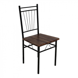 Τραπεζαρία Roza pakoworld σετ 5τμχ mdf καρυδί με μεταλλικό μαύρο πόδι 110x60x75εκ