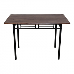 Τραπεζαρία Roza pakoworld σετ 5τμχ mdf καρυδί με μεταλλικό μαύρο πόδι 110x60x75εκ