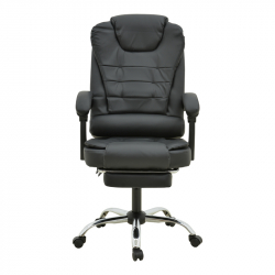 Καρέκλα γραφείου διευθυντή με υποπόδιο και μηχανισμό massage Volter pakoworld pu μαύρο 62x70x110εκ