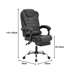 Καρέκλα γραφείου διευθυντή με υποπόδιο και μηχανισμό massage Volter pakoworld pu μαύρο 62x70x110εκ