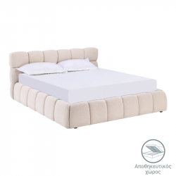 Κρεβάτι Jeby pakoworld ύφασμα σε κρεμ απόχρωση με αποθηκευτικό χώρο 160x200εκ