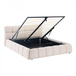 Κρεβάτι Jeby pakoworld ύφασμα σε κρεμ απόχρωση με αποθηκευτικό χώρο 160x200εκ