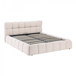 Κρεβάτι Jeby pakoworld ύφασμα σε κρεμ απόχρωση με αποθηκευτικό χώρο 160x200εκ