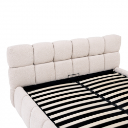 Κρεβάτι Jeby pakoworld ύφασμα σε κρεμ απόχρωση με αποθηκευτικό χώρο 160x200εκ