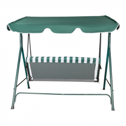 Κούνια κήπου Globo pakoworld μέταλλο πράσινο-ύφασμα σε λευκή-πράσινη απόχρωση 170x110x153εκ