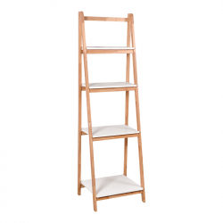 Ραφιέρα δαπέδου Benwen pakoworld πτυσσόμενη rubberwood-mdf σε λευκή-φυσική απόχρωση 42x34.5x140εκ