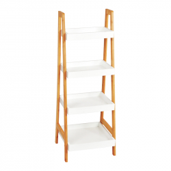 Ραφιέρα δαπέδου Leby pakoworld μπαμπού-mdf σε λευκή-φυσική απόχρωση 35x34x98εκ