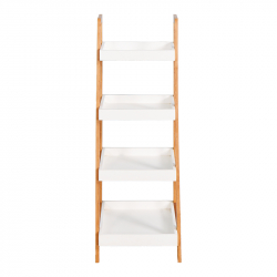 Ραφιέρα δαπέδου Leby pakoworld μπαμπού-mdf σε λευκή-φυσική απόχρωση 35x34x98εκ