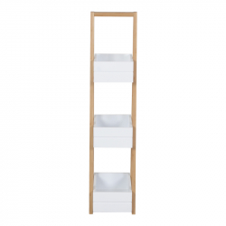 Ραφιέρα δαπέδου Tercy pakoworld μπαμπού σε λευκή-φυσική απόχρωση 30x18x80εκ