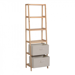 Ραφιέρα δαπέδου με συρτάρια Wolen pakoworld ξύλο ελάτου-ύφασμα σε φυσική-μπεζ απόχρωση 42x27.5x139εκ