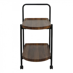 Βοηθητικό τραπέζι Whelea pakoworld τροχήλατο mdf-μέταλλο καρυδί-μαύρο 40x60x69εκ