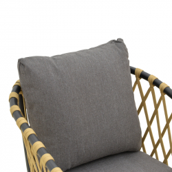 Πολυθρόνα Peluxe pakoworld αλουμίνιο ανθρακί-pe σχοινί φυσικό-μαξιλάρια γκρι 57x60x78εκ