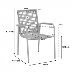 Πολυθρόνα Esence pakoworld στοιβαζόμενη αλουμίνιο λευκή-pe σχοινί σε μπεζ απόχρωση 56x61,5x87,5εκ