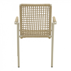 Πολυθρόνα Esence pakoworld στοιβαζόμενη αλουμίνιο λευκή-pe σχοινί σε μπεζ απόχρωση 56x61,5x87,5εκ