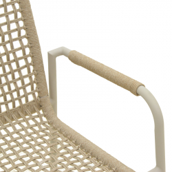 Πολυθρόνα Esence pakoworld στοιβαζόμενη αλουμίνιο λευκή-pe σχοινί σε μπεζ απόχρωση 56x61,5x87,5εκ