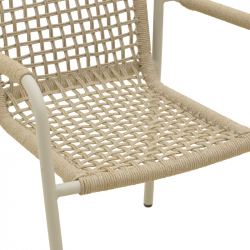 Πολυθρόνα Esence pakoworld στοιβαζόμενη αλουμίνιο λευκή-pe σχοινί σε μπεζ απόχρωση 56x61,5x87,5εκ