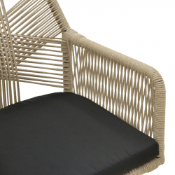 Πολυθρόνα Andros pakoworld αλουμίνιο σε μαύρη- pe σχοινί μπεζ 56x60x86εκ