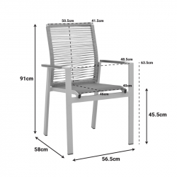 Πολυθρόνα Aegean pakoworld στοιβαζόμενη -teak- αλουμίνιο κ textline σε κρεμ-pe σχοινί μπεζ 57x64x87εκ