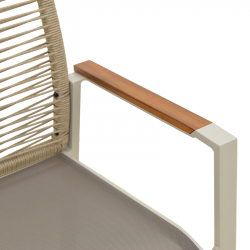 Πολυθρόνα Aegean pakoworld στοιβαζόμενη -teak- αλουμίνιο κ textline σε κρεμ-pe σχοινί μπεζ 57x64x87εκ