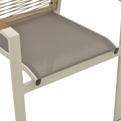 Πολυθρόνα Aegean pakoworld στοιβαζόμενη -teak- αλουμίνιο κ textline σε κρεμ-pe σχοινί μπεζ 57x64x87εκ